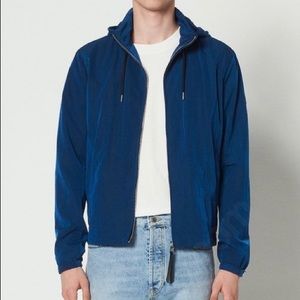 SANDRO PARIS MENS BLUE HOODED WINDBREAKER NWT SZ S
